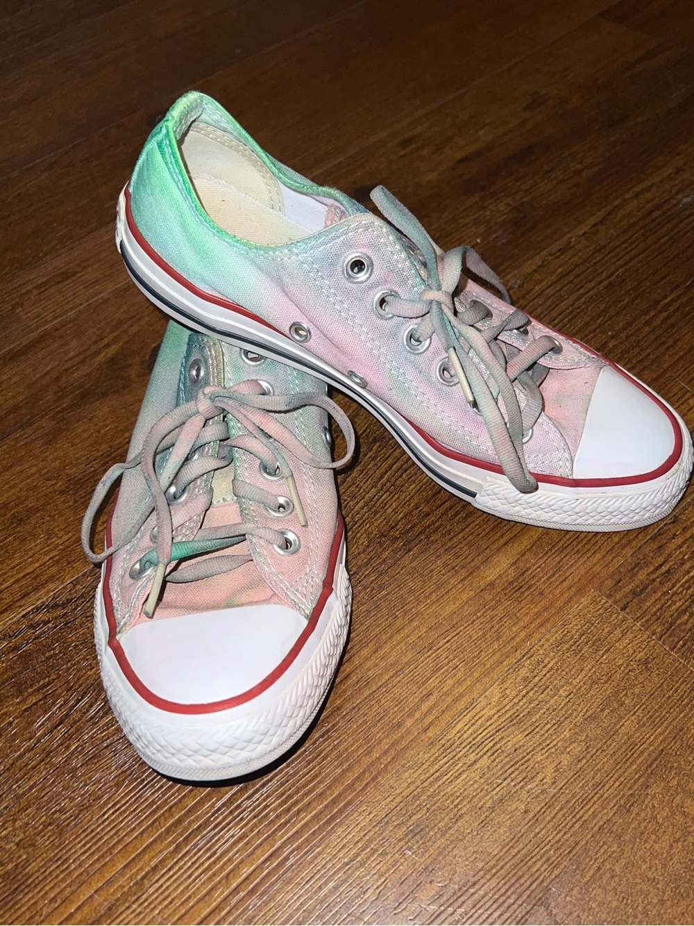 Converse Low Top Tie-Dye Canvas Sneakers Pastel Pink & Green Women’s Size 6.5
